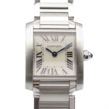 CARTIER Tank francaise SM Wrist Watch W51008Q3 Quartz Stainless Steel Used Women
