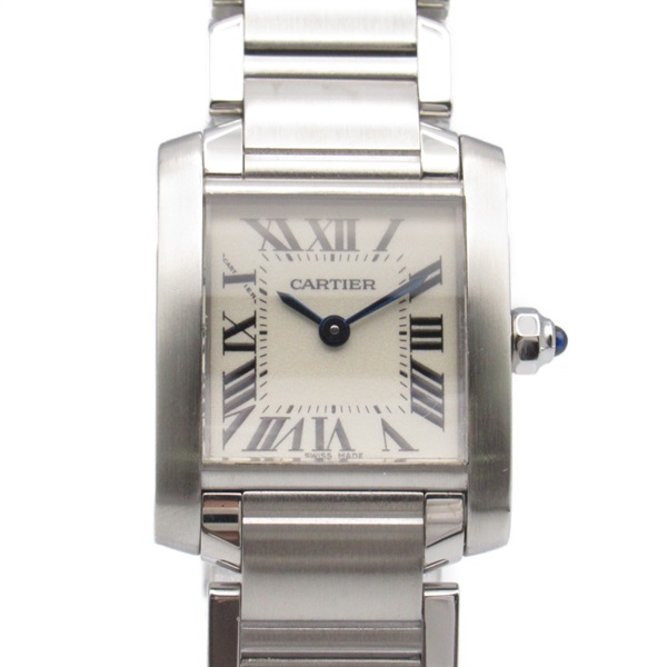 CARTIER Tank francaise SM Wrist Watch W51008Q3 Quartz Stainless Steel Used Women