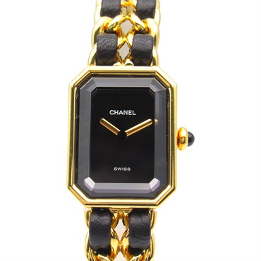 CHANEL Premiere XL Wrist Watch H0001 Quartz Gold Plated Leather Used Women GHW