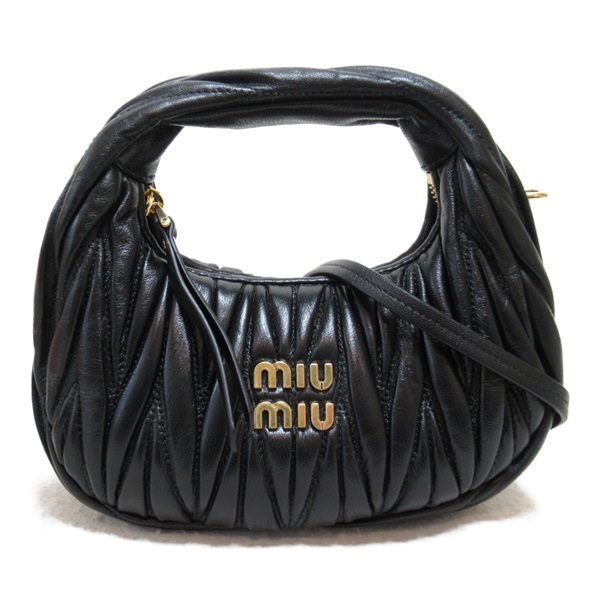 Miu Miu 2way Hand Shoulder Bag Wonder matelasse Z 5BP078N88F0002 leather BK NEW