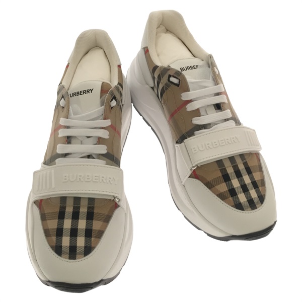 BURBERRY sneakers shoes #40 1/2 8070838A14646.5 White NEW mens