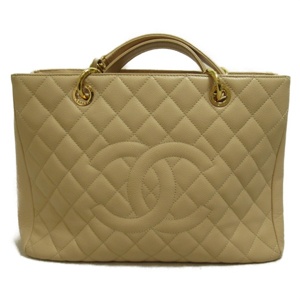 CHANEL GST Tote bag Caviar leather matelasse Beige Used Women GHW CC Coco