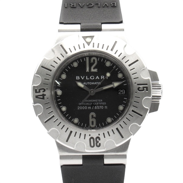 BVLGARI Diagono Scuba Wrist Watch SD42S Automatic SS Rubber Used mens