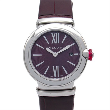 BVLGARI Le chair Wrist Watch LU28S Quartz Stainless Steel Leather Used Women