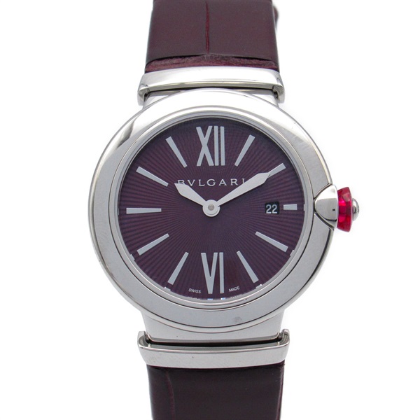 BVLGARI Le chair Wrist Watch LU28S Quartz Stainless Steel Leather Used Women