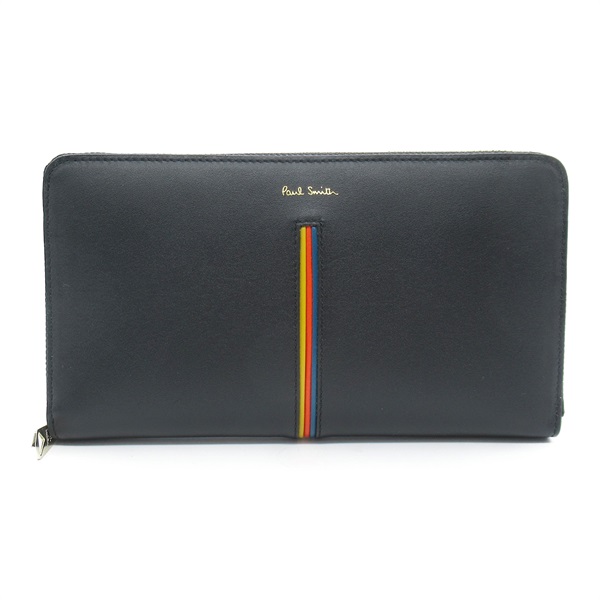 Paul Smith Round long wallet Purse 477879 leather Black NEW unisex