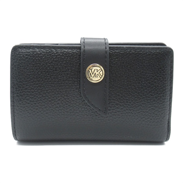 Michael Kors wallet bifold compact purse 34H1G0KE6L001 leather Black