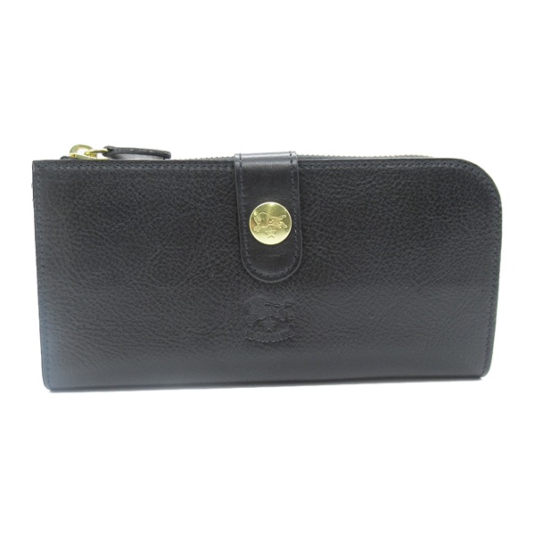 IL BISONTE L-shaped Zippy long Wallet purse SCW011BK128 leather Black NEW unisex