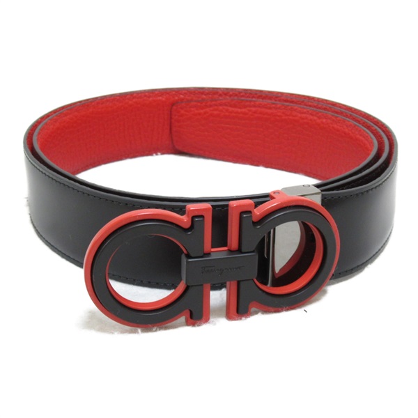 Salvatore Ferragamo belt 67A254764167C110 leather Red Nero NEW unisex