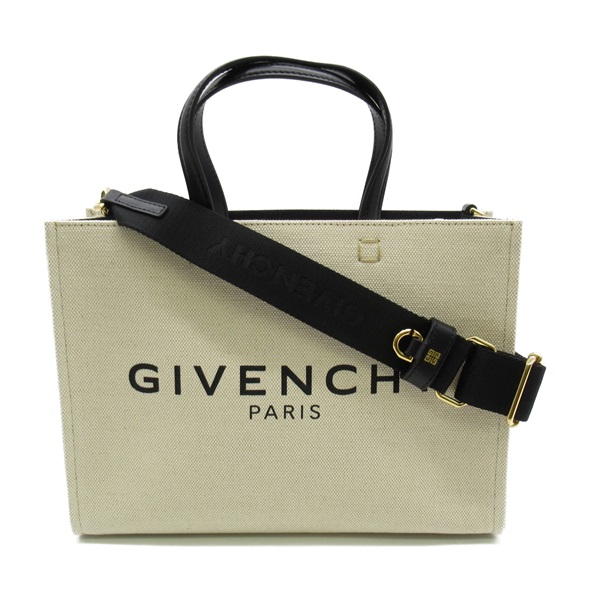 GIVENCHY G Small Tote Bag 2way BB50UEB1DR255 canvas leather Beige Black NEW GHW