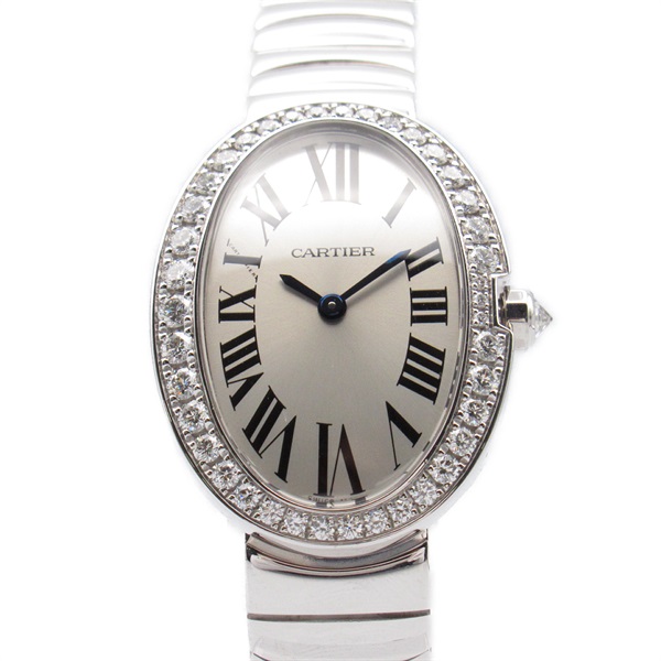 CARTIER Baignoire SM Diamond Bezel Wrist Watch WB520006 Quartz K18WG Used Women