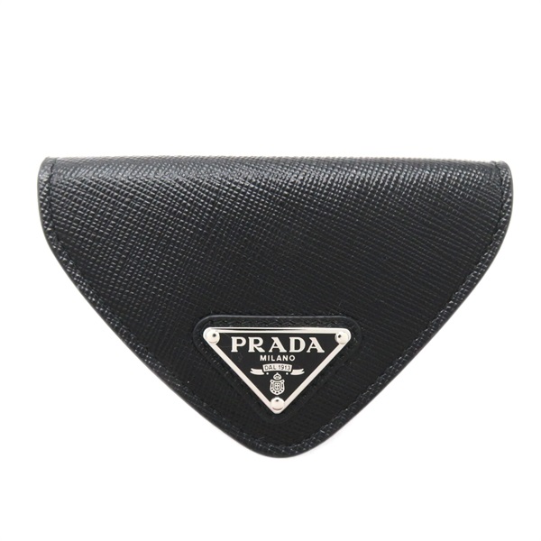 PRADA Ttriangle coin purse wallet A 2MM004QHHF0002 Safiano leather Black NEW