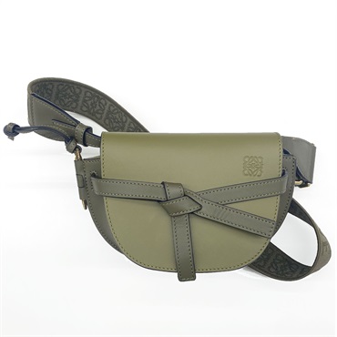 LOEWE Mini Gate Shoulder crossbody bow Bag leather Khaki Used