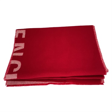 BALENCIAGA Scarf 575868320B06577 B wool Red white Used unisex logo