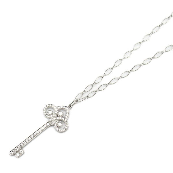 TIFFANY＆CO Fleur de Lis Key Diamond Necklace Pt950Platinum Used women pendant