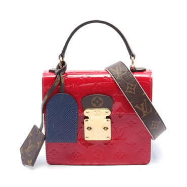 LOUIS VUITTON Spring Street PM 2way Handbag M90505 Vernis leather Red Brown Used