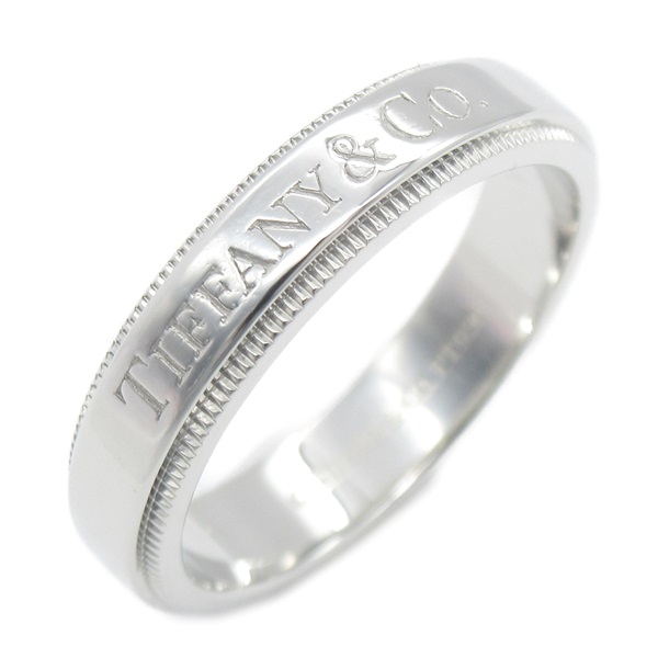 TIFFANY＆CO Milgrain Ring Pt950 Platinum Used women US size 5.6 logo