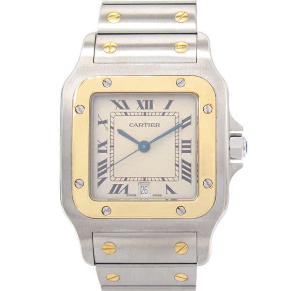 CARTIER Santos Galve LM Wrist Watch W20011C4 Quartz 18KYG SS Used Women