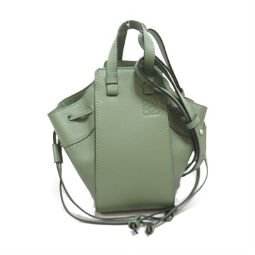 LOEWE Hammock Mini Drawstring Shoulder Bag leather Khaki Used Women 2way