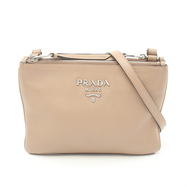 PRADA VITELLO PHENIX Shoulder Bag 1BH046 leather Beige Used Women crossbody