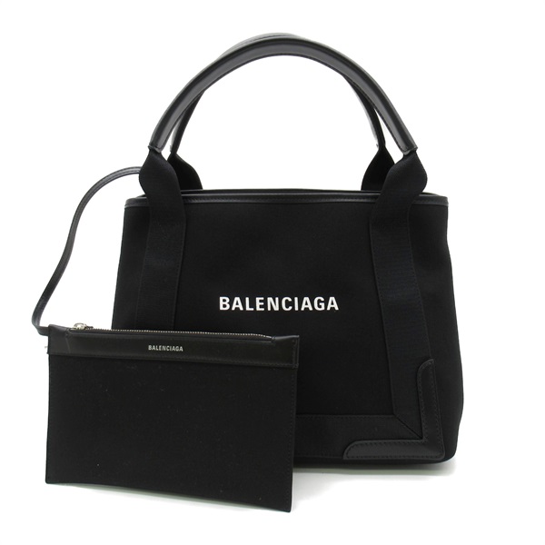 BALENCIAGA navy small cabas Tote Bag 3399332HH3N1000 canvas leather Black NEW