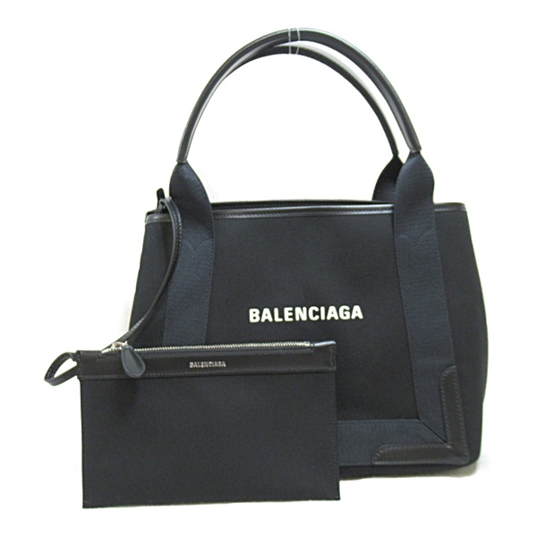 BALENCIAGA Navy Small Cabas Tote Bag 3399332HH3N1000 Calfskin Cotton canvas NEW