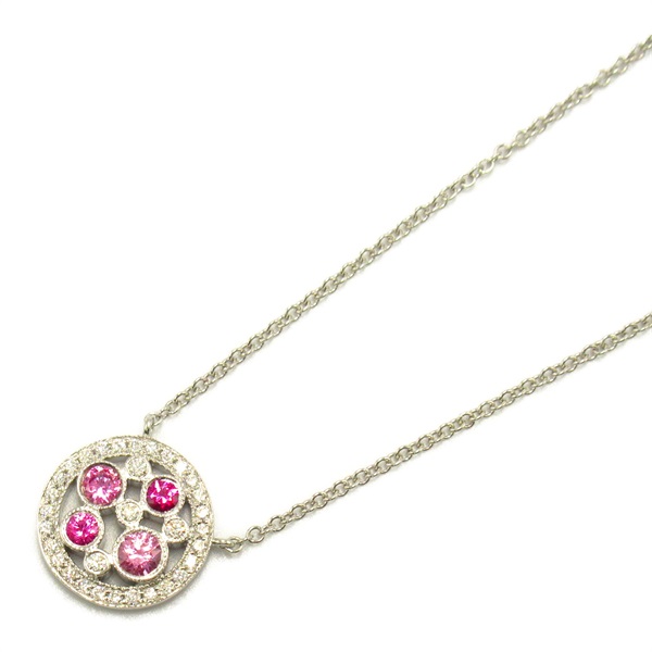 TIFFANY＆CO Cobblestone Sapphire Diamond Necklace Pt950 Platinum Pink Used