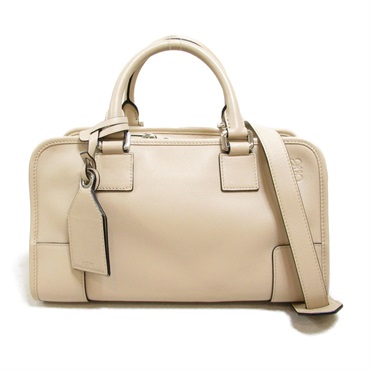 LOEWE Amazona 28 2Way Shoulder Hand bag leather Light Beige Used Women