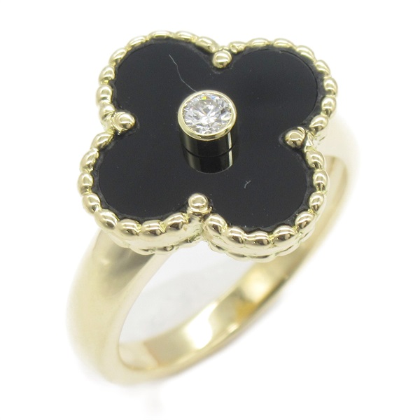 Van Cleef & Arpels Vintage alhambra Ring 18KYG Onyx Black Used US size 5.25 #50