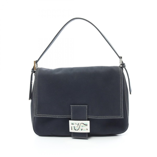 FENDI Mamma bucket Shoulder Bag canvas Navy Used Women