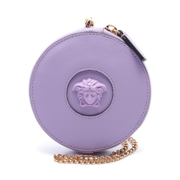 VERSACE Medusa Pouch bag chain leather Purple Used Women GHW