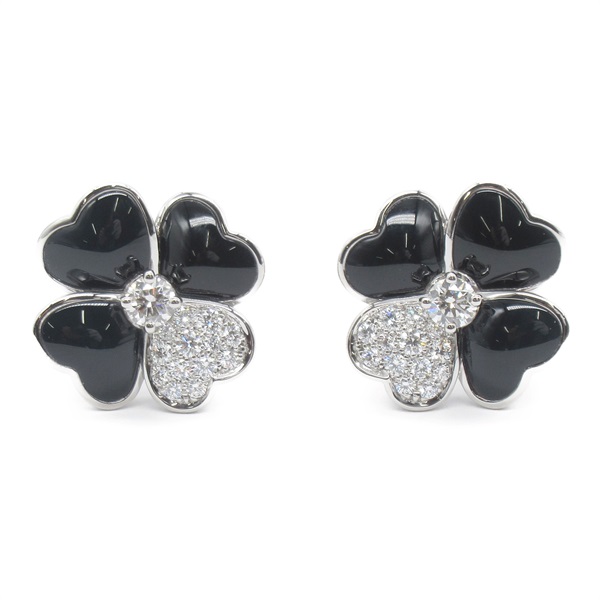 Van Cleef & Arpels Cosmos medium pierced earrings K18WG Onyx diamond Black