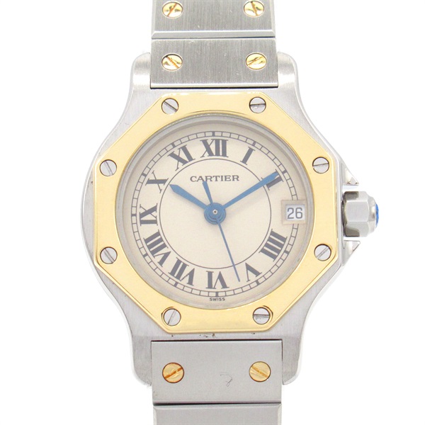 CARTIER Santos Octagon SM Wrist Watch W2001683 Quartz 18KYG SS Used Women