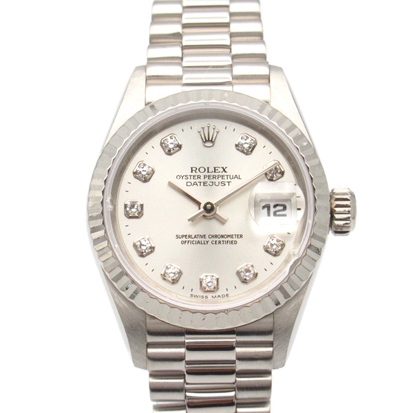 ROLEX Datejust 10P diamond U Wrist Watch 69179G Automatic K18WG Used Women