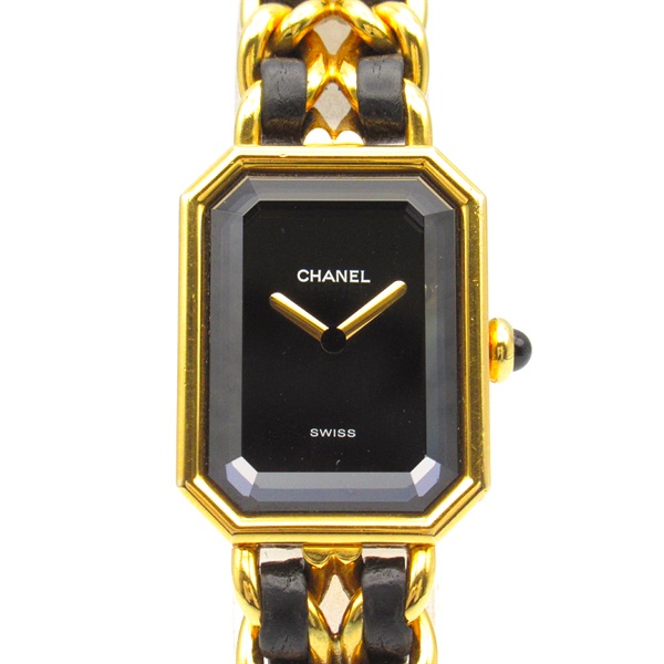 CHANEL Premiere L Wrist Watch H0001 Quartz Gold Plated Leather belt Used Women