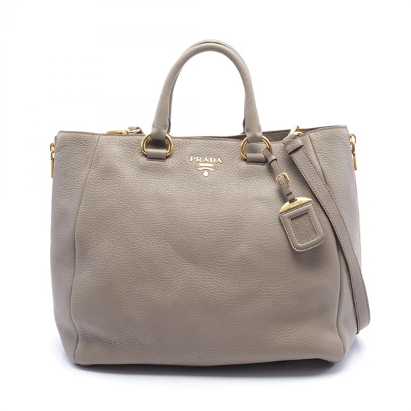 PRADA VIT.DAINO 2way Tote Bag leather Beige Used Women shoulder crossbody GHW