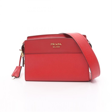 PRADA SAFFIANO CITY C Shoulder Bag 1BH043 leather Red Used Women