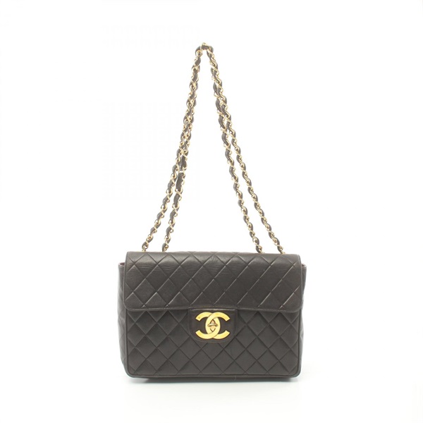 CHANEL Jumbo Matelasse 30 Single Flap chain Shoulder Bag lambskin Black Used GHW