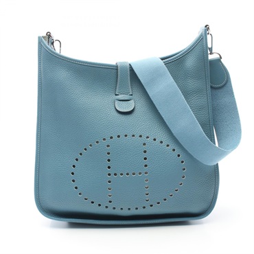 HERMES Evelyne 3 Trois GM Shoulder Bag Taurillon Clemence SHW Blue Jean Used