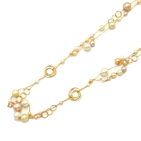 CARTIER Trinity Pearl Diamond Necklace 750 Three Gold Used women