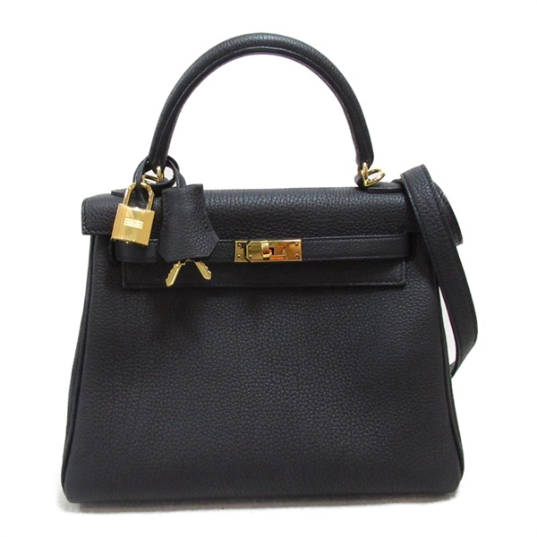 HERMES Kelly 25 2way hand bag shoulder Inside stitched U 044624CC Togo Black GHW