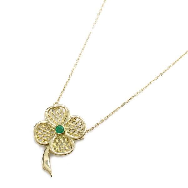 Van Cleef & Arpels Emerald Clover Necklace 18KYG Yellow Gold Green Used women