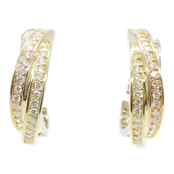 CARTIER Three Bangles Diamond pierced Earring K18 YG PG WG used