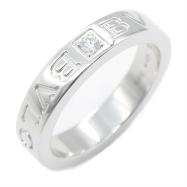 BVLGARI Double logo ring K18 White Gold #5.75 US size diamond Used