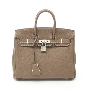HERMES Birkin 25 Hand bag A Togo leather Etoupe Gray SHW Used