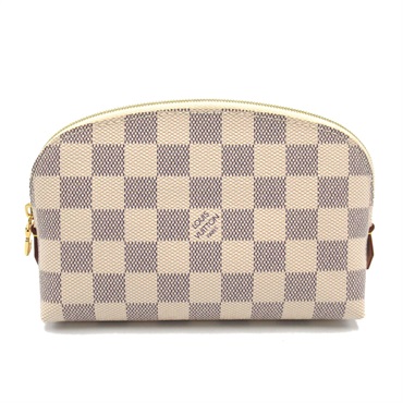 LOUIS VUITTON Pochette Cosmetic Pouch N60024 Damier Azu canvas White Used