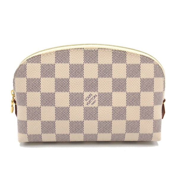 LOUIS VUITTON Pochette Cosmetic Pouch N60024 Damier Azu canvas White Used