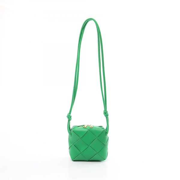 BOTTEGA VENETA mini cassette camera Shoulder Bag leather Green Used Women