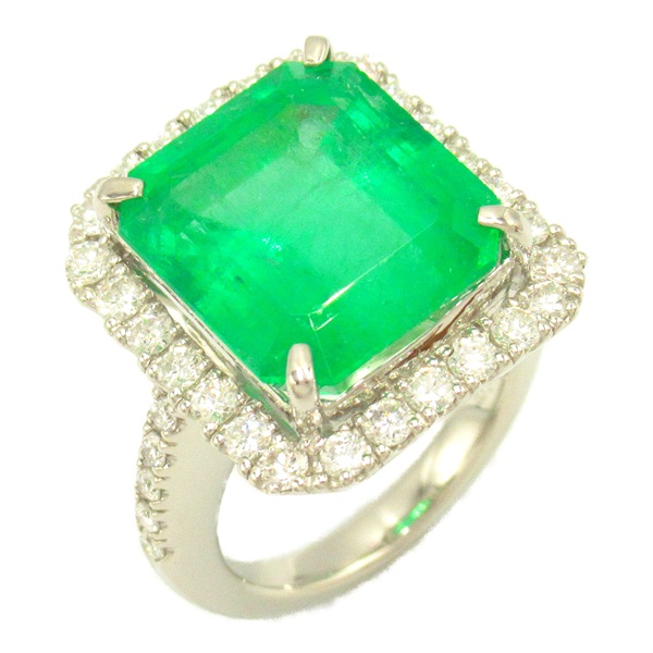 JEWELRY Emerald Diamond Ring Pt900Platinum Green Used women Us size 5.5