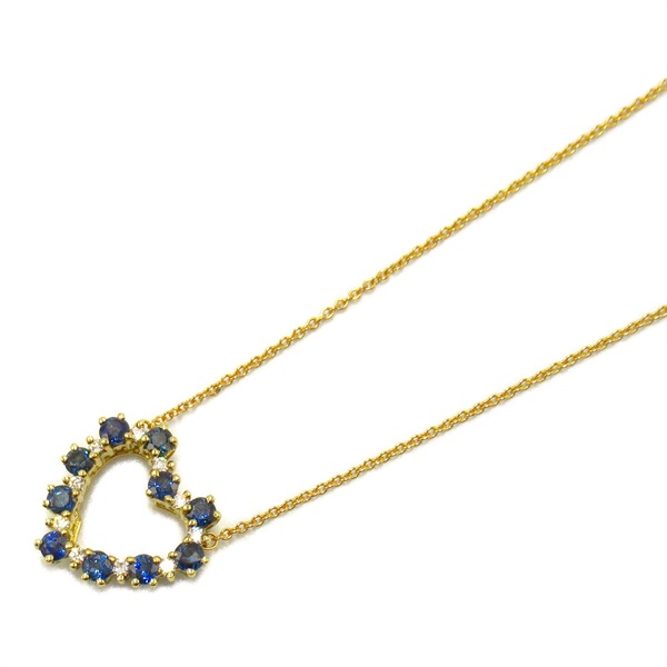 TIFFANY＆CO Sentimental Heart Sapphire Diamond Necklace pendant K18 Yellow Gold